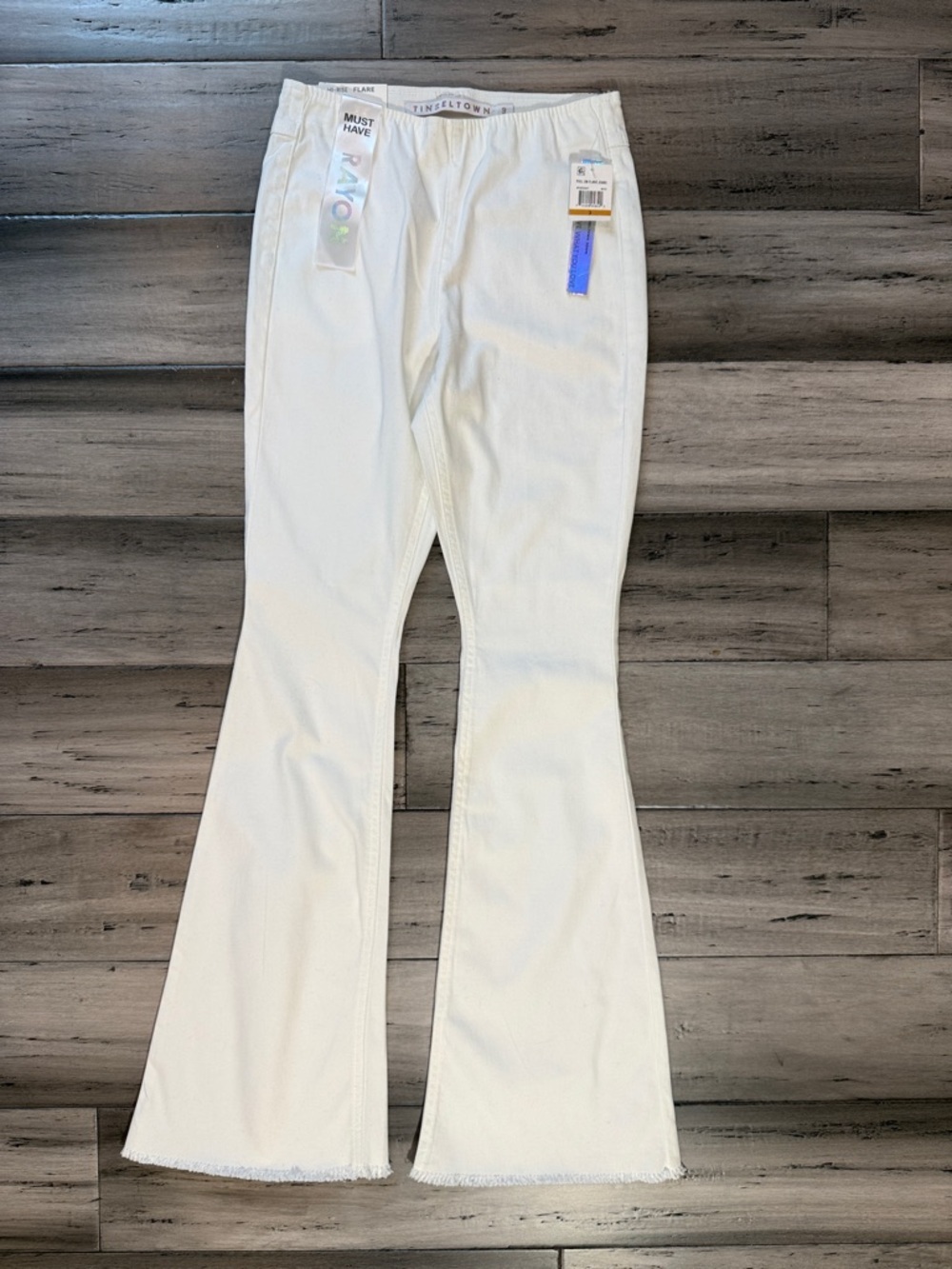 NWT Tinseltown White Flare Jeans with Raw Hem